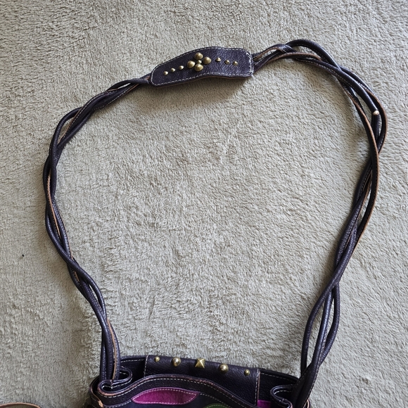 Emanuel Ungaro Paris Leather Fringe Crossbody Bag Boho Hippie Festival Purse - Picture 5 of 16